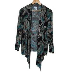 🩷Chicos women’s Sz 3 Xl Whimsigoth paisley open asymmetrical cardigan duster